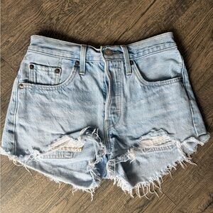 Levi's Light Blue Ripped Jean Shorts